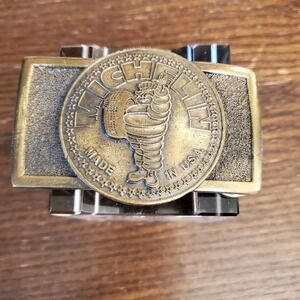 Vintage Michelin Made in USA Tire Brass‎ Belt Buckle Man Serial Number 9365
